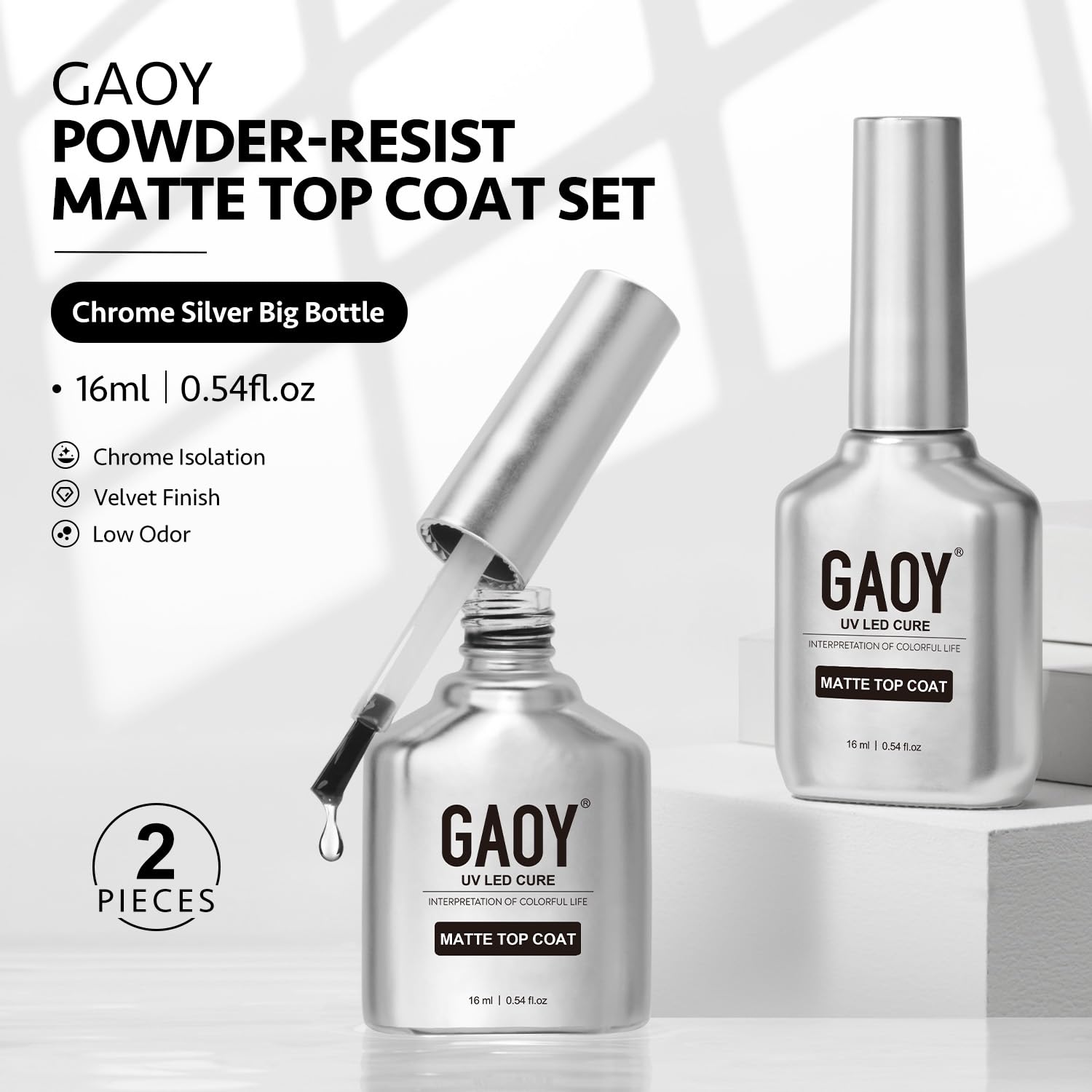 GAOY velvet-matte finish option for flawless gel nails under UV light.