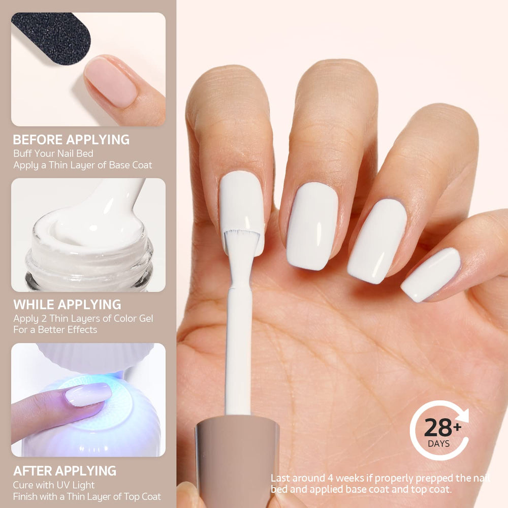 GAOY White Gel Nail Polish 1002 at-home manicure setup for professional-looking nails.