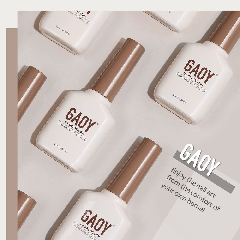 GAOY White Gel Nail Polish 1002 packaging box showing 16ml bottle, easy to store.