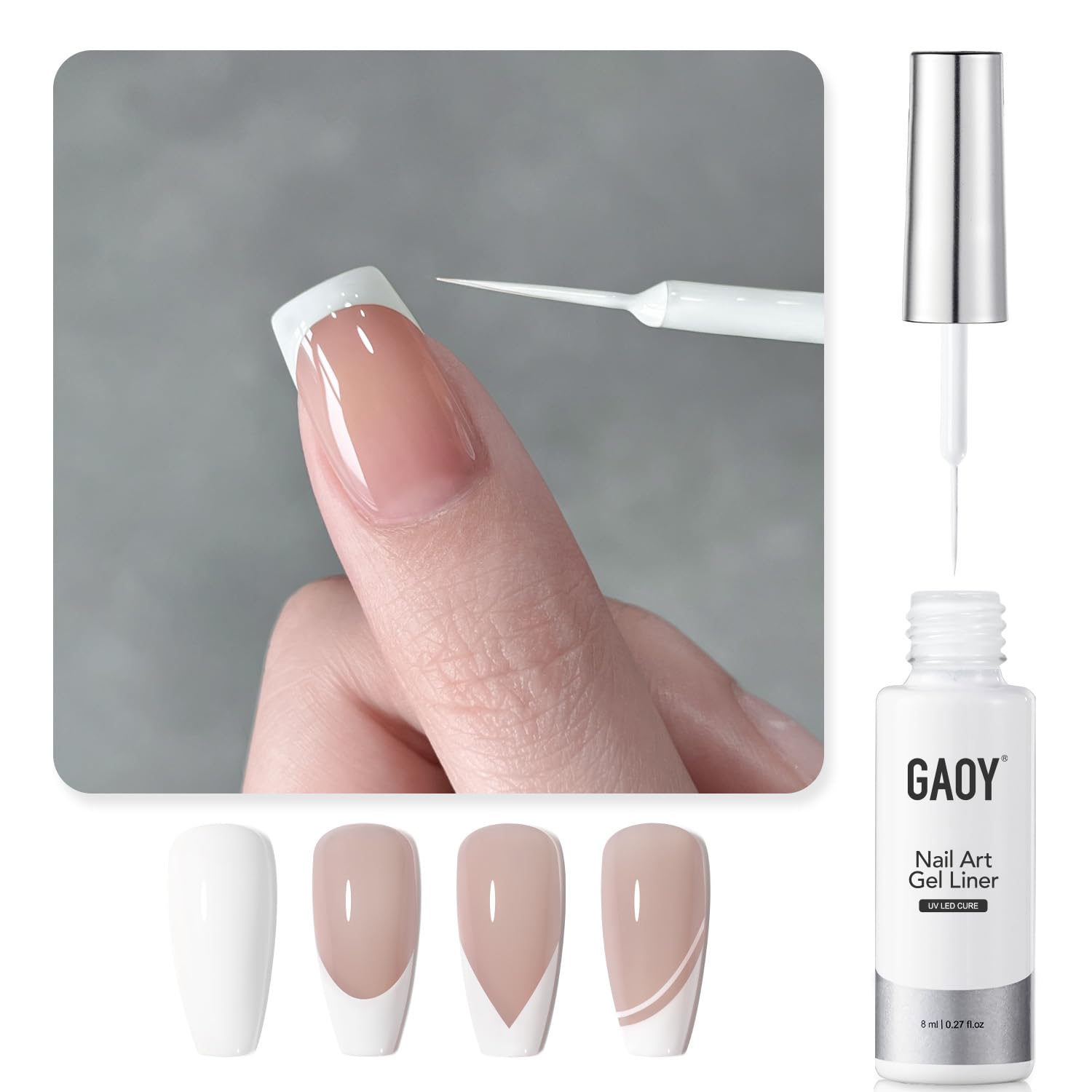 GAOY White Swirl gel nail polish bottle showing vibrant finish for salon-like results.