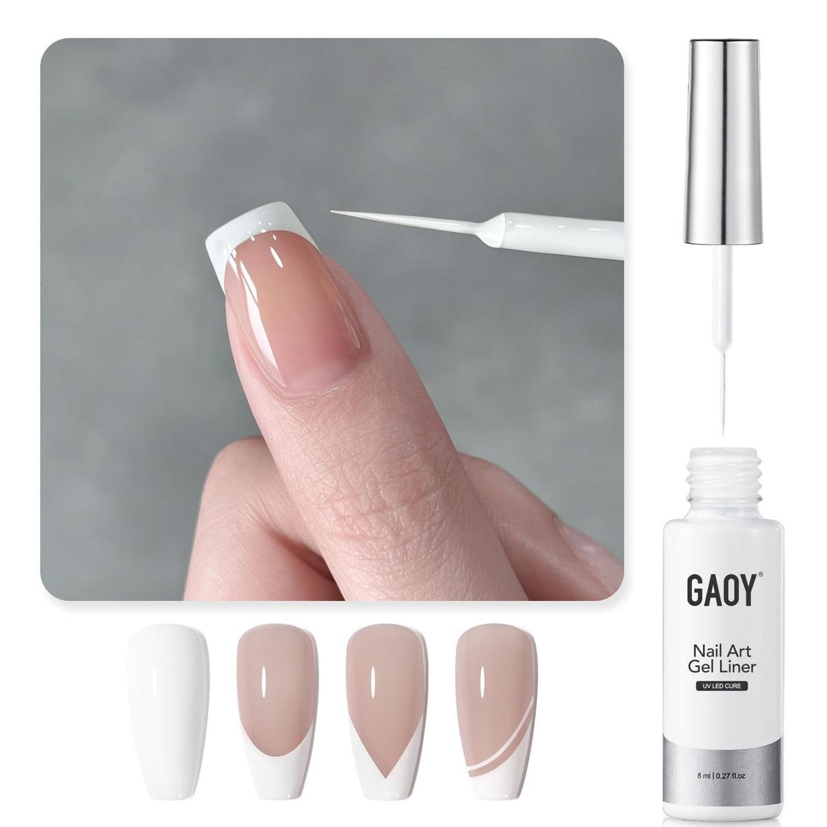 GAOY White Swirl gel nail polish bottle showing vibrant finish for salon-like results.