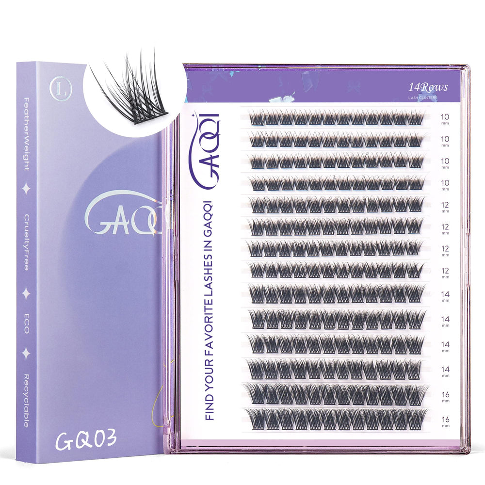 GAQQI GQ03 lash clusters 168pcs, 10–16mm, C curl for a natural daily look