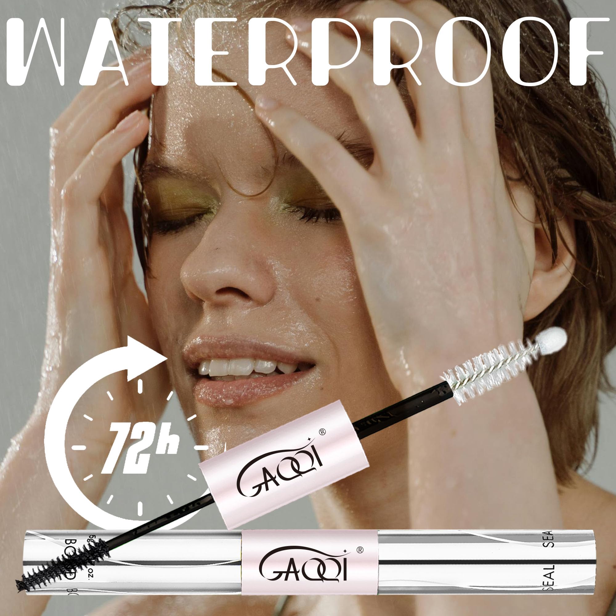 GAQQI Lash Bond and Seal applied on lashes with secure hold