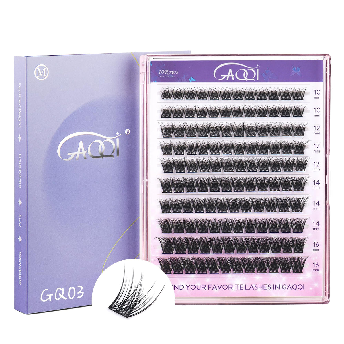 GAQQI GQ03 lash clusters in C curl for natural daily wear.