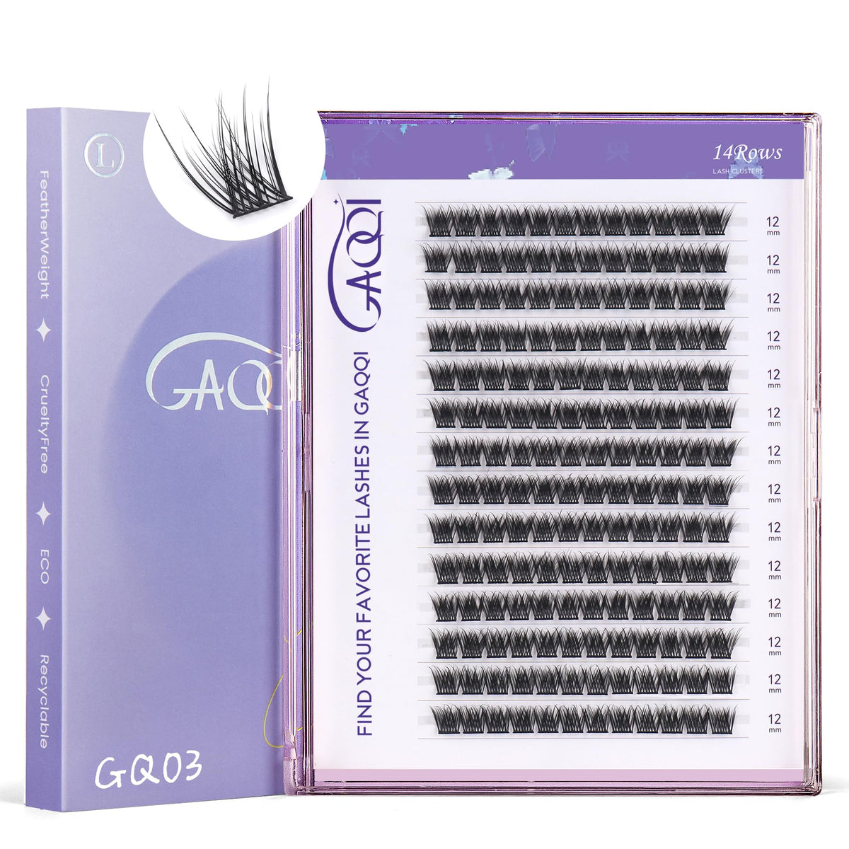 GAQQI GQ03 12mm C curl lash clusters for daily natural enhancement
