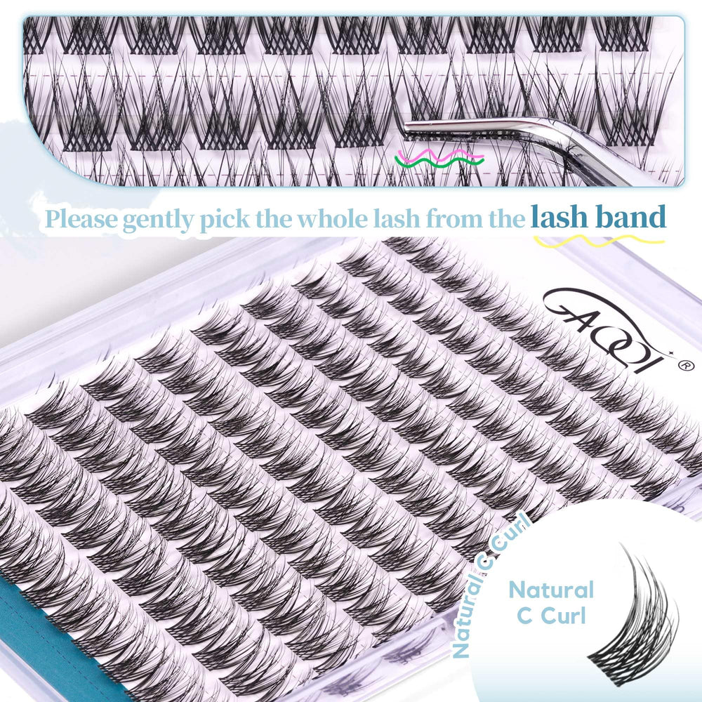 GAQQI Lash Clusters wide-band design for easy, beginner-friendly application.