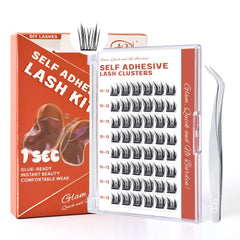 GAQQI self-adhesive lash clusters pre-glued for easy, mess-free application.