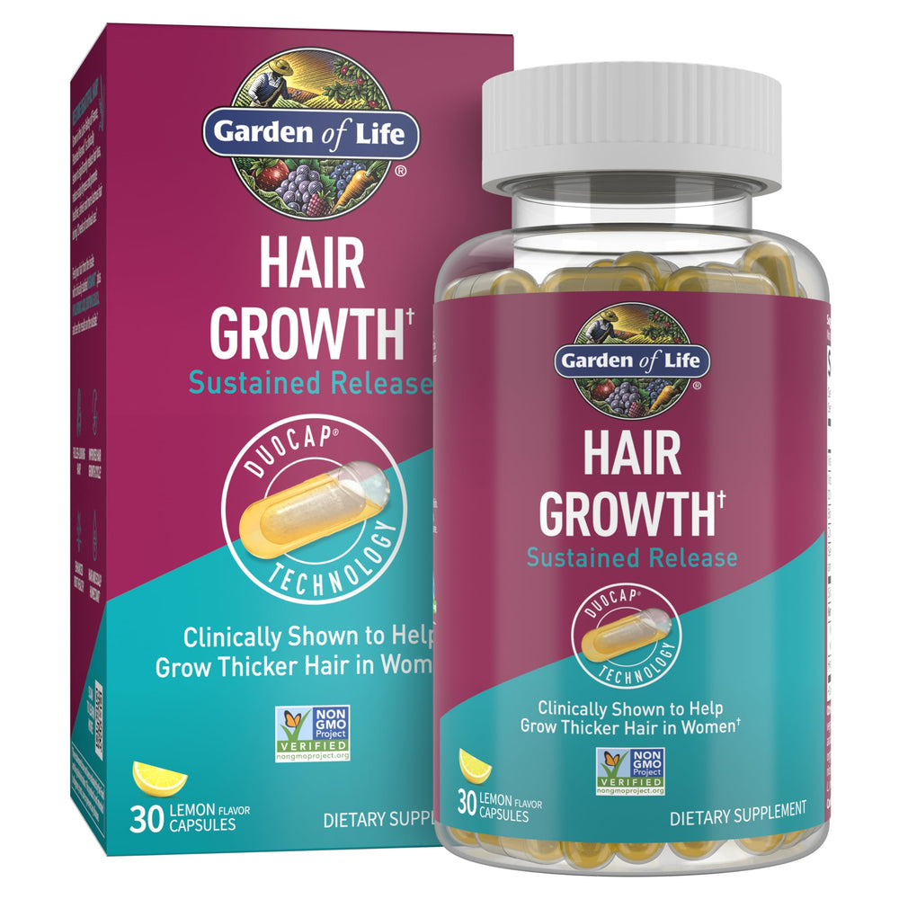 Garden of Life Hair Growth DuoCaps outer capsule with dual-layer design for daily support