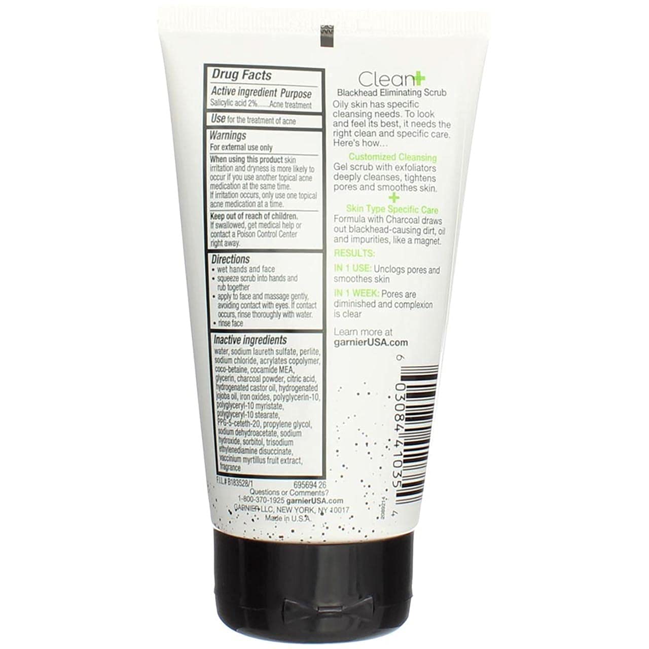 Garnier Clean Scrub texture close-up showing exfoliating beads for clear pores