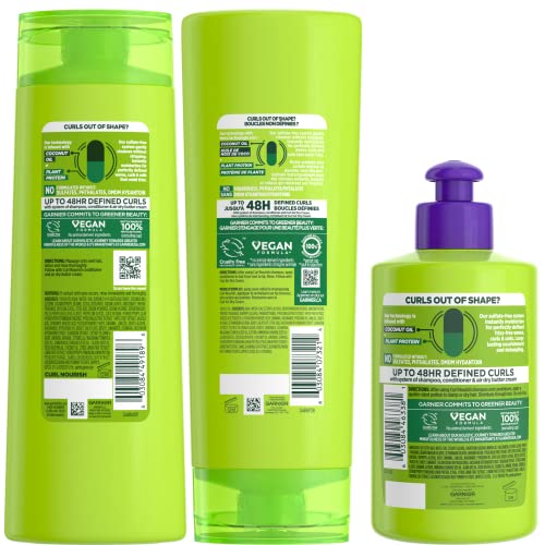 Garnier Fructis Curl Nourish air dry butter cream bottle for frizz-free styling.
