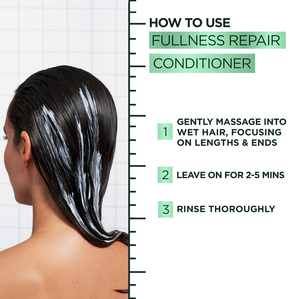 Eco packaging of Garnier Fructis Hair Filler Fullness emphasizes recycled bottle