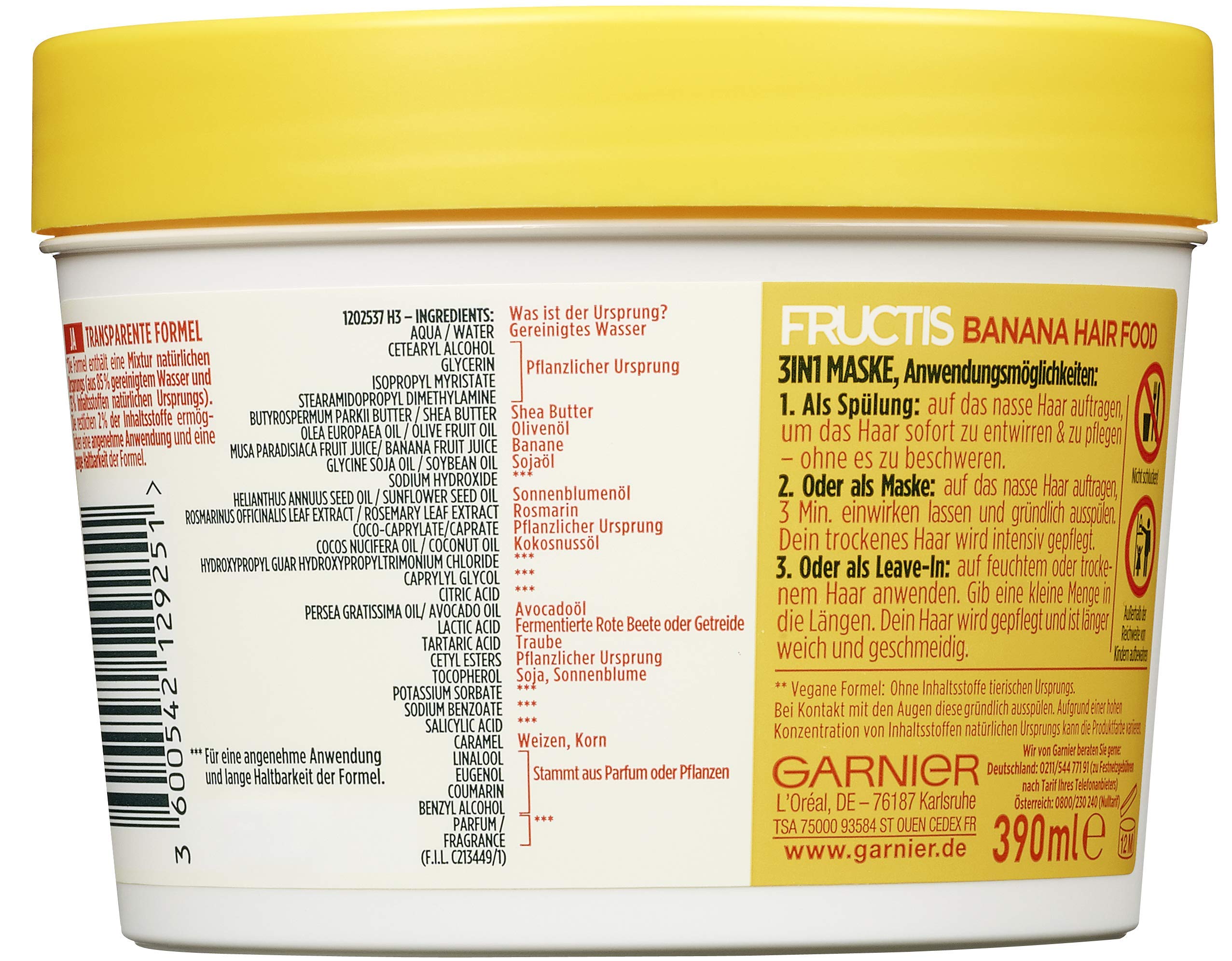 Garnier Fructis Banana Hair Food texture appears light and fast-absorbing.