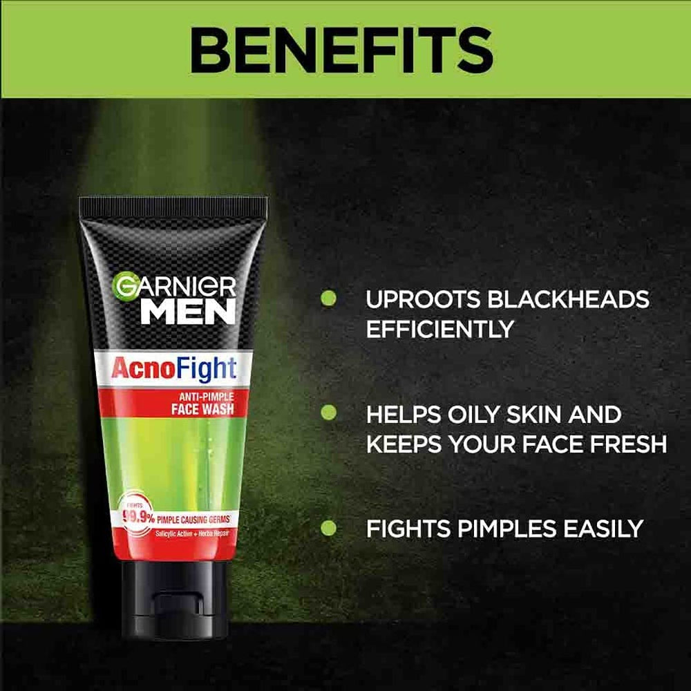 Garnier Men Acno Fight used daily scene suggesting refreshed skin.