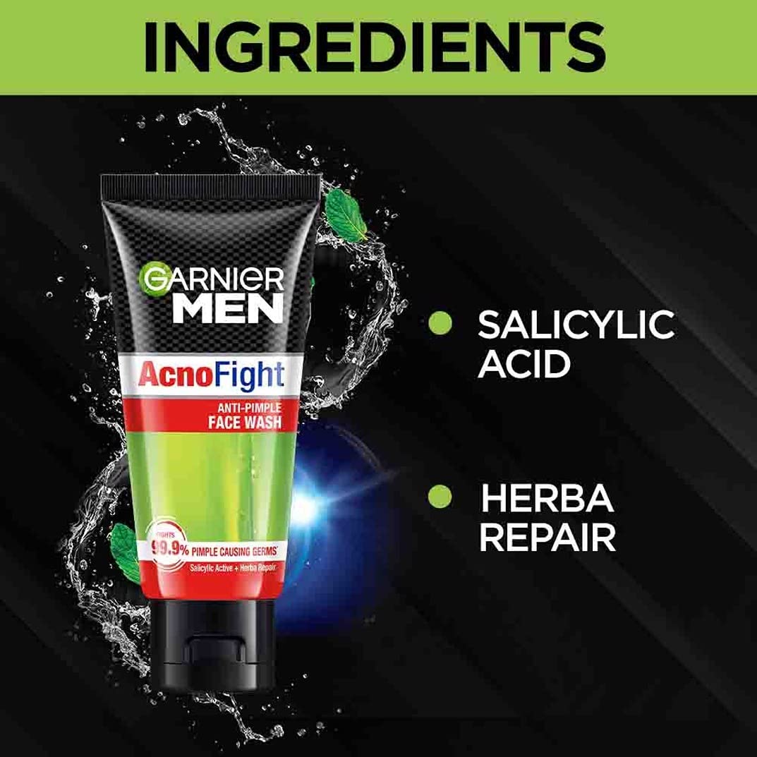 Garnier Men Acno Fight facewash foam lather ready for cleansing.