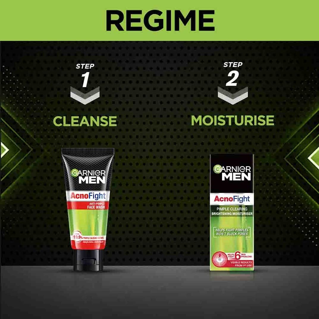 Garnier Men Acno Fight texture close-up shows dual-action formula.