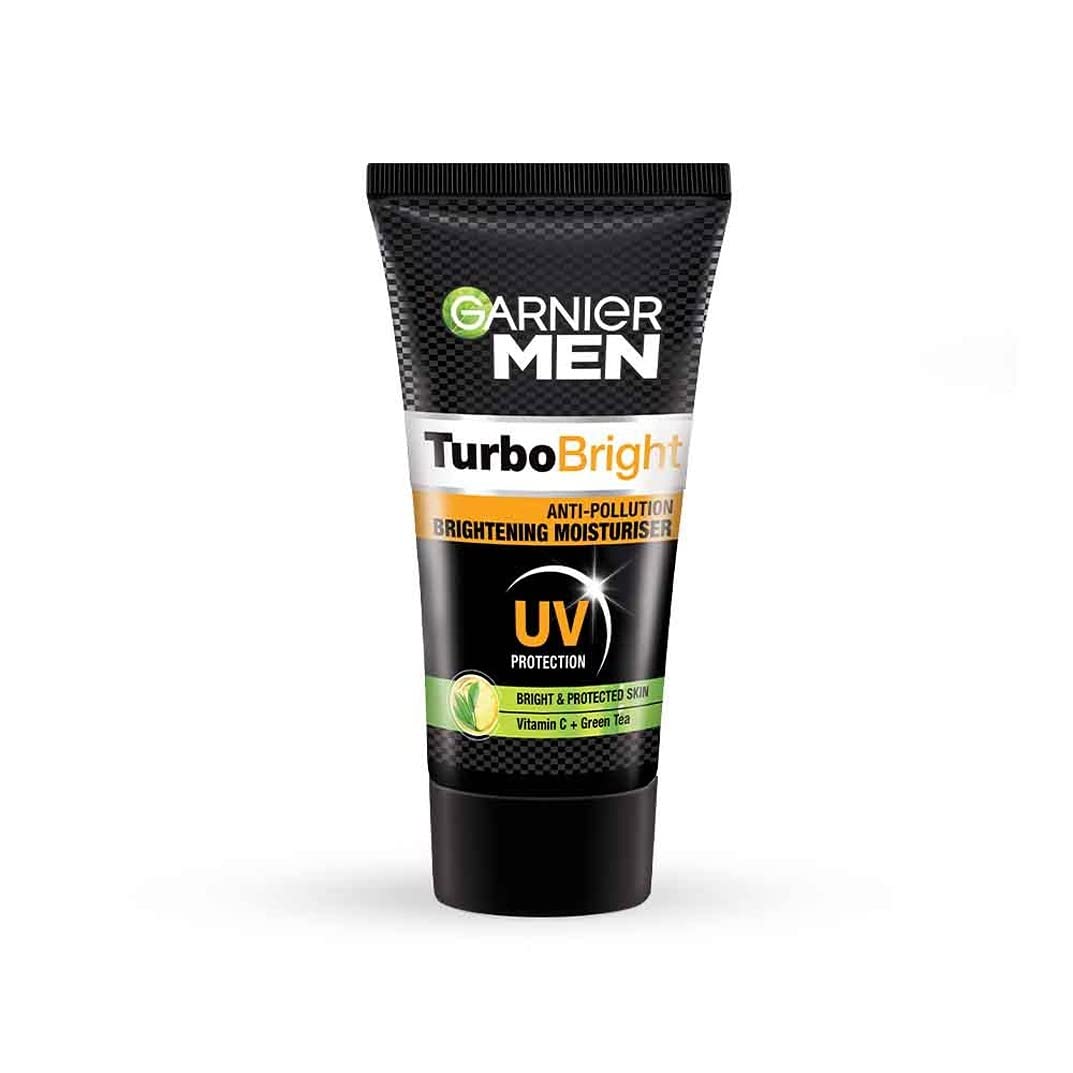 Garnier Men Power White moisturizer front view, 40 g, for daily brightening routine.
