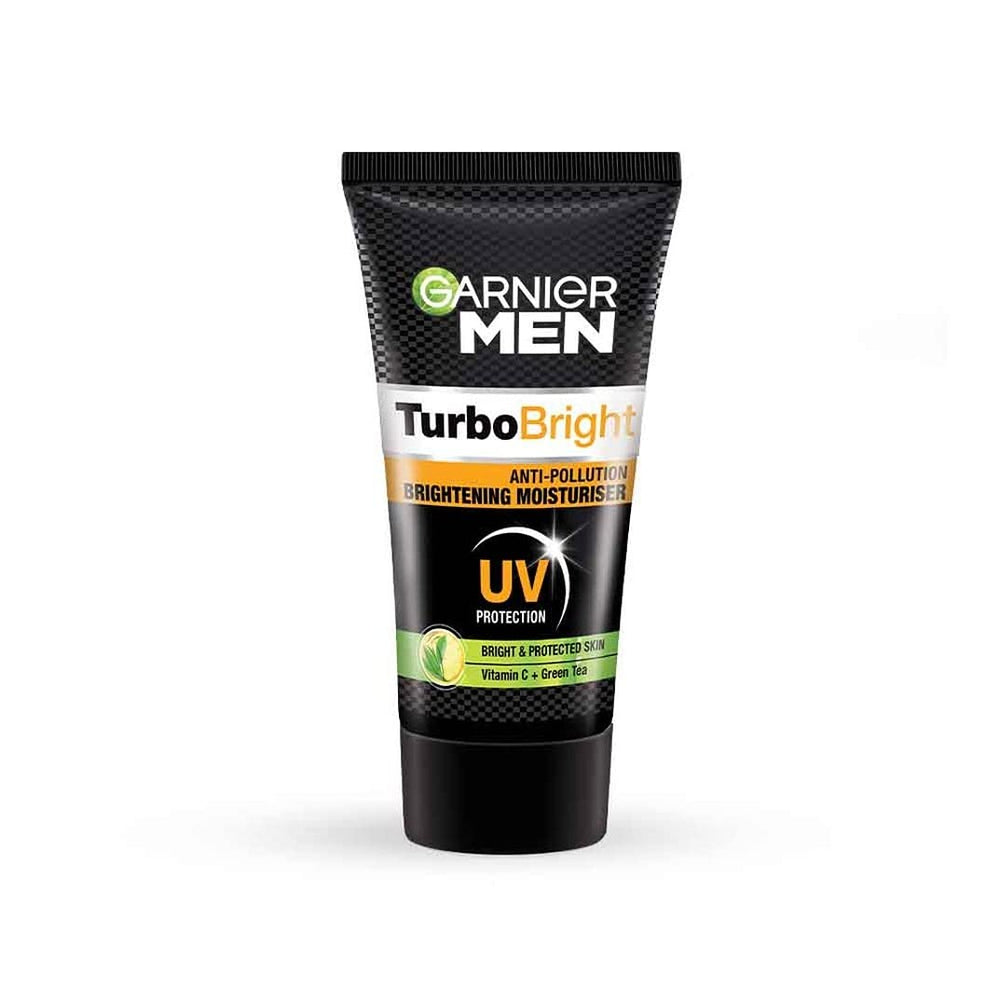Garnier Men Power White moisturizer front view, 40 g, for daily brightening routine.