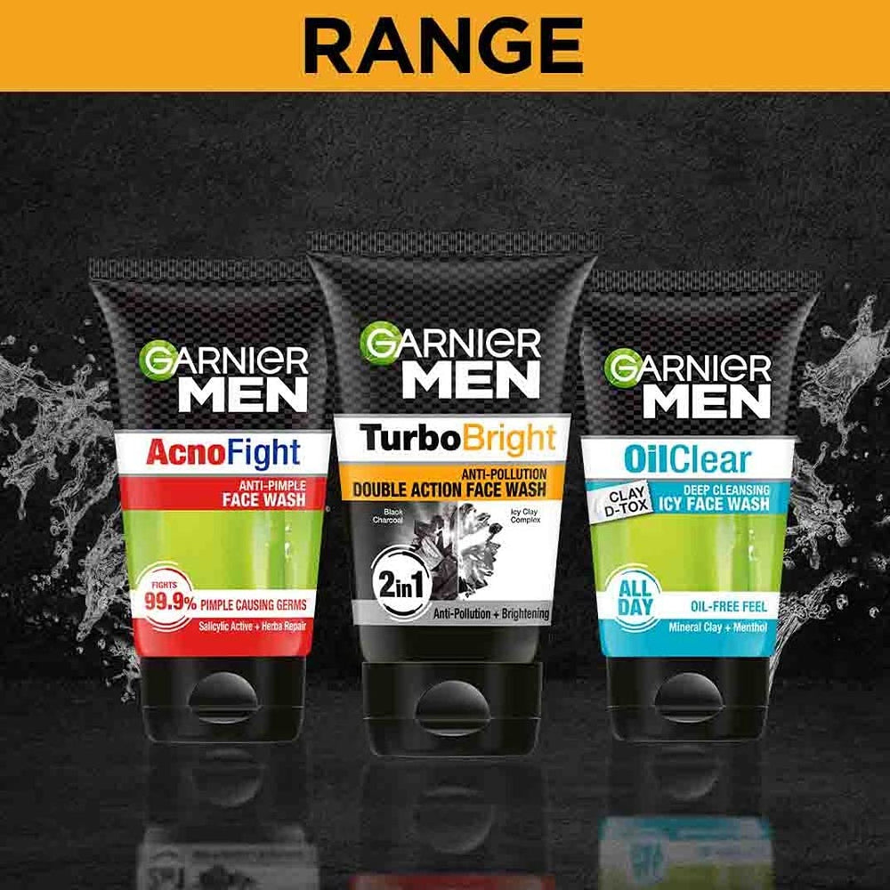Garnier Men Power White ingredients icon conveys anti-pollution concept.