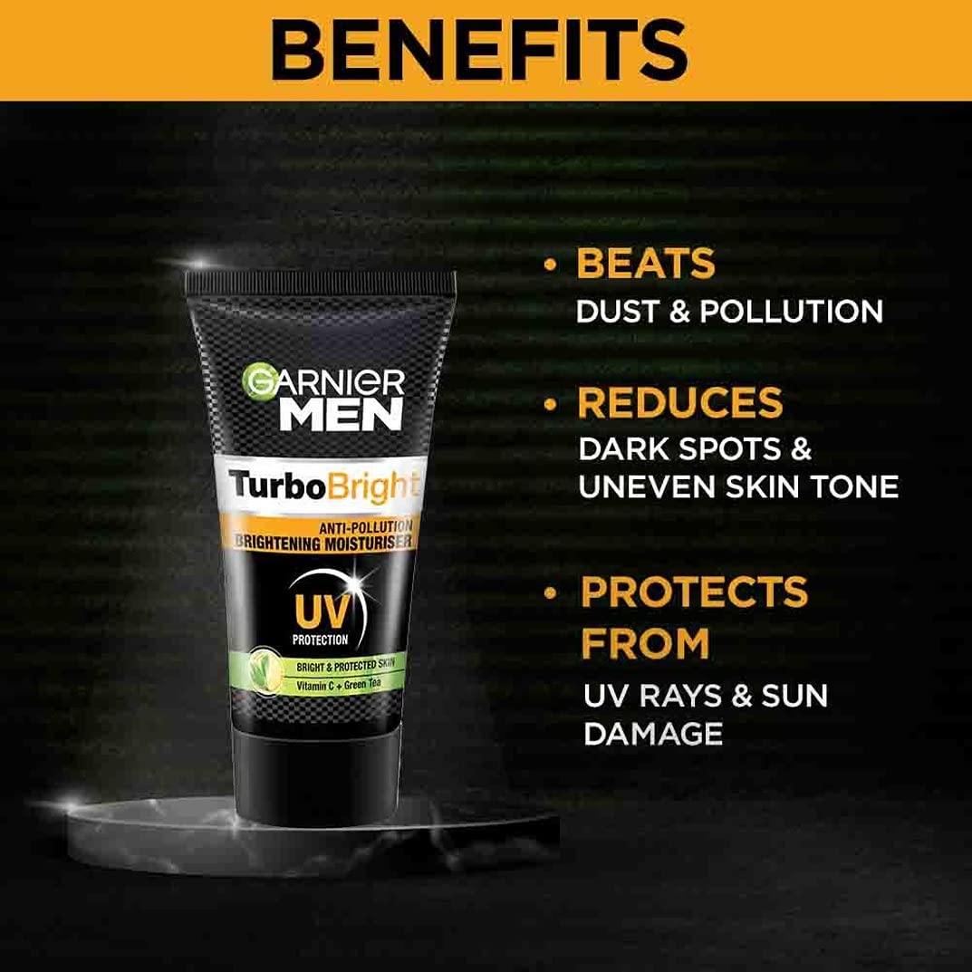 Garnier Men Power White packaging box highlights anti-pollution concept.