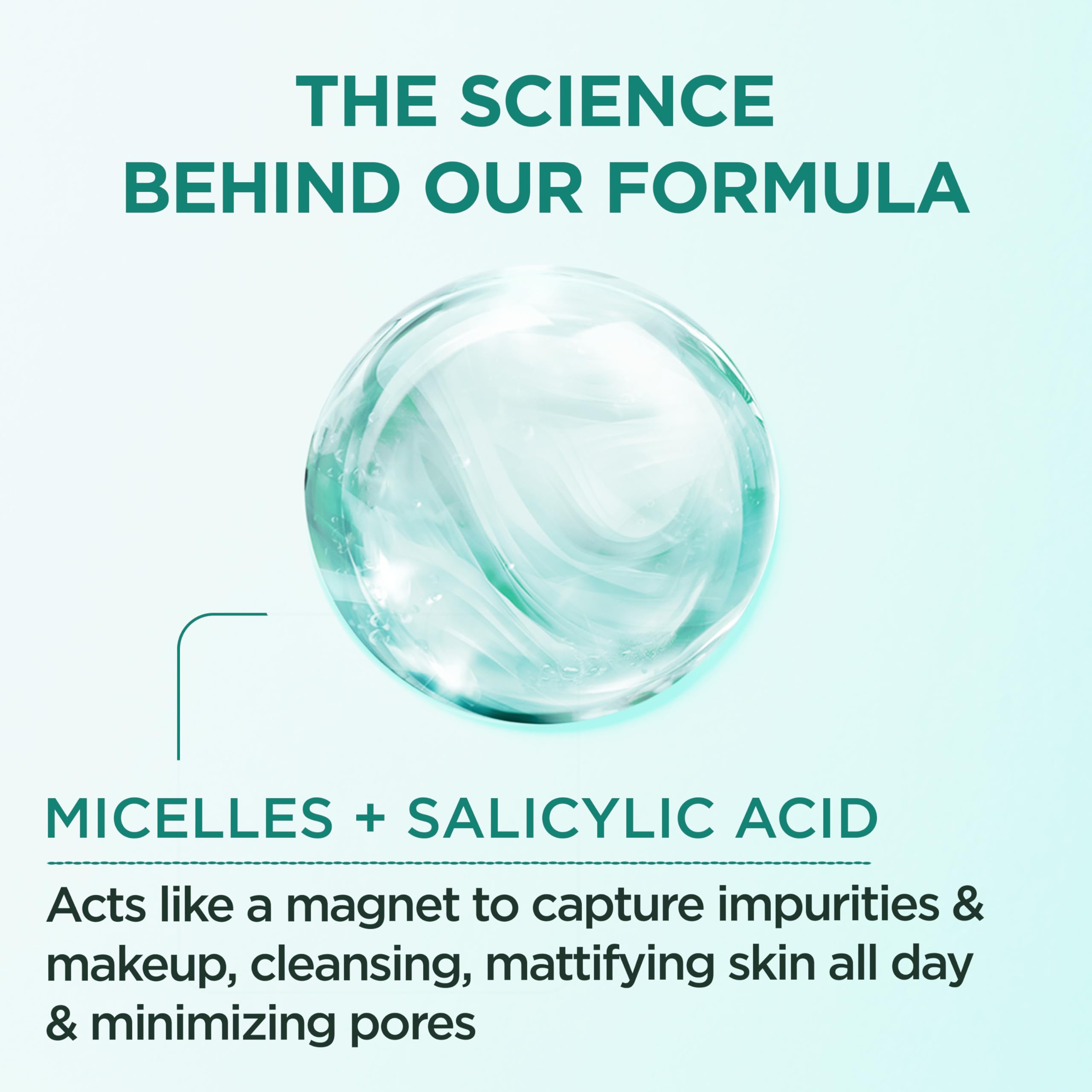 Close-up of Garnier Micellar Water makeup remover applying on skin.