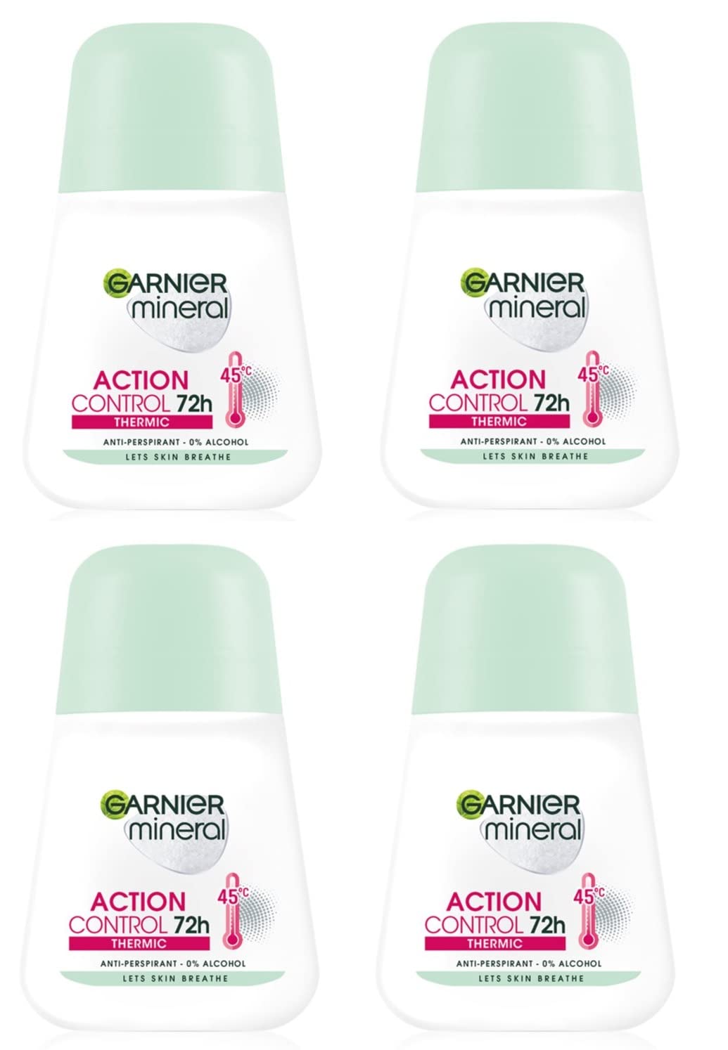 Garnier Mineral Action Control Roll-On for Women 4x50ml bottle—dry feel all day