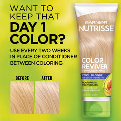 Garnier Nutrisse Color Reviver 5 MIN Color Mask before after shot reveals renewed vibrancy.