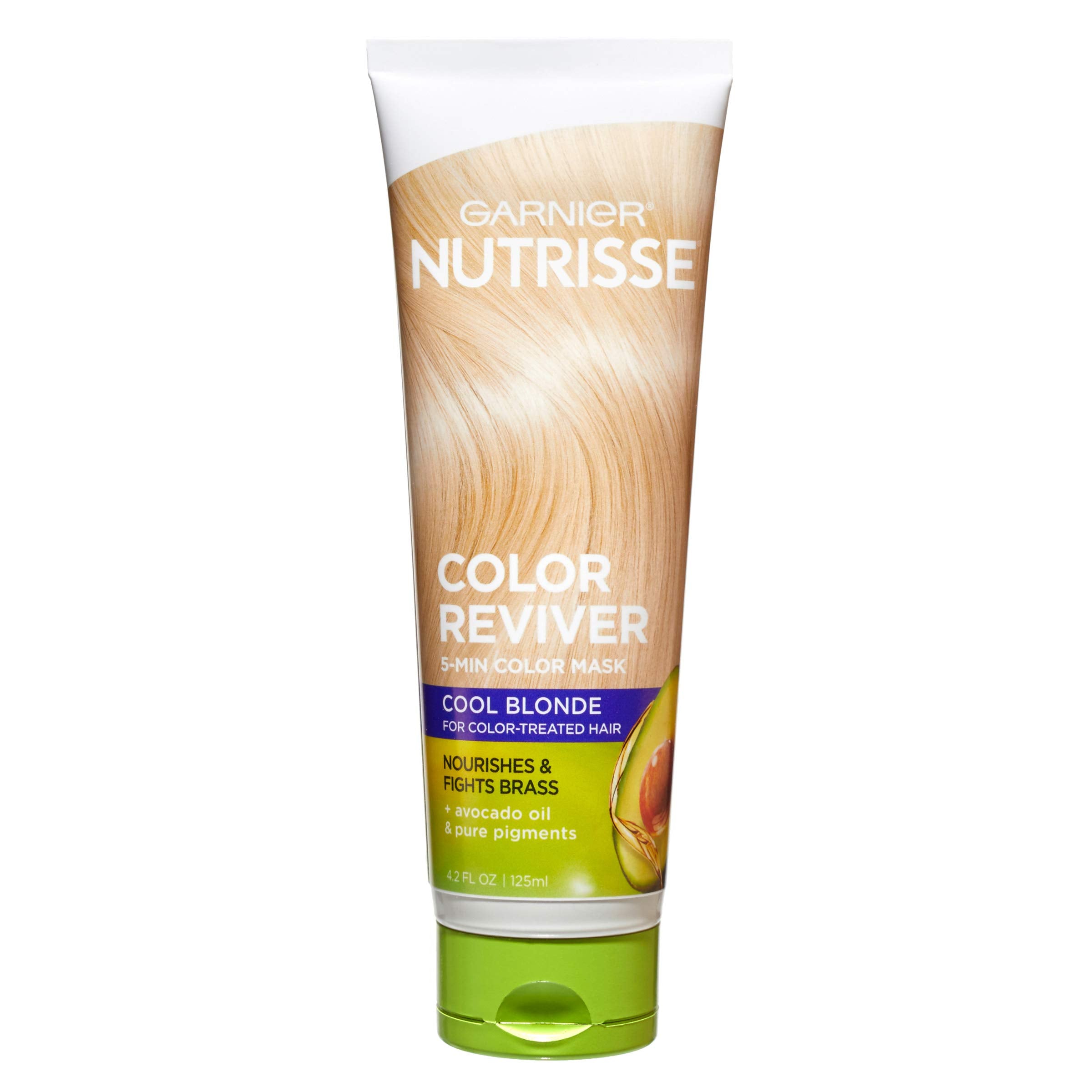 Garnier Nutrisse Color Reviver 5 MIN Color Mask packaging boosts cool blonde vibrancy.