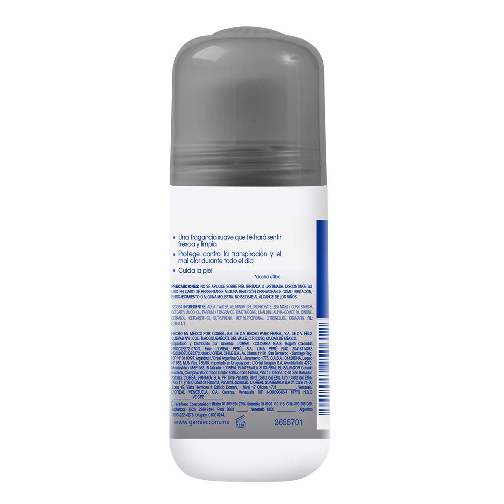 Garnier Obao roll-on delicate skin close-up label emphasizing sensitive-skin friendly formula.