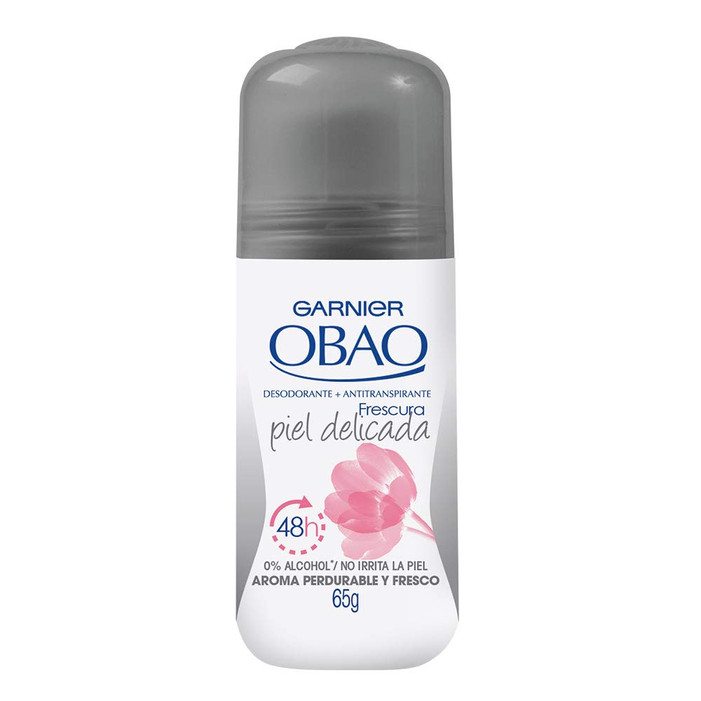 Garnier Obao roll-on delicate skin roller-ball in action for gentle underarm use.