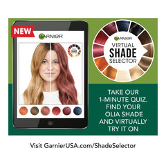 Garnier Olia finished blonde shade on hair sample showing luminous tone