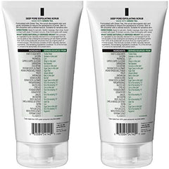 Garnier SkinActive green tea scrub close-up shows exfoliating particles for smoother skin.