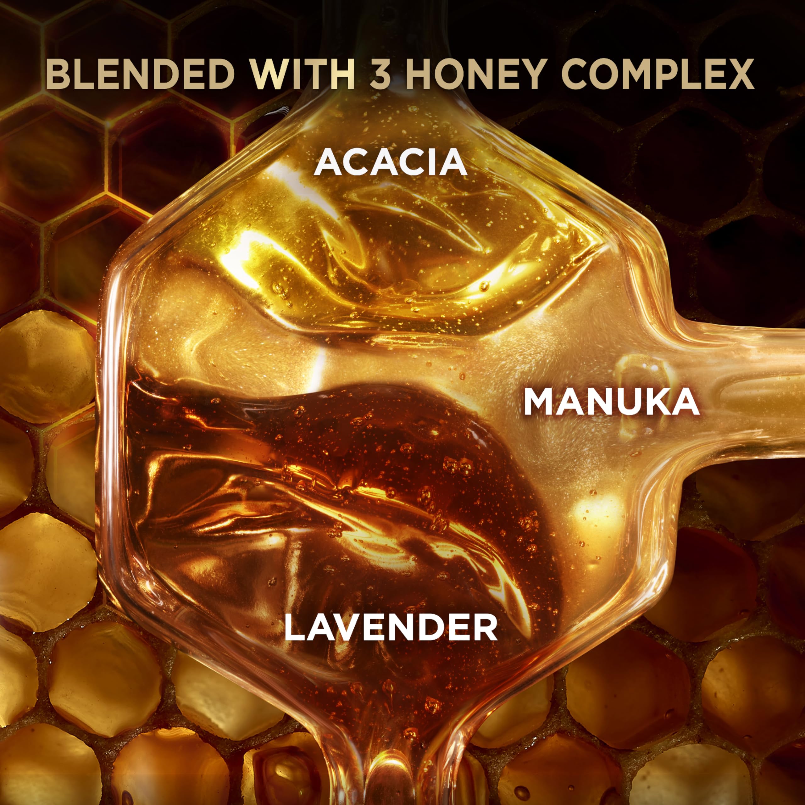 Garnier Whole Blends Honey Treasures conditioner pack complements the routine.