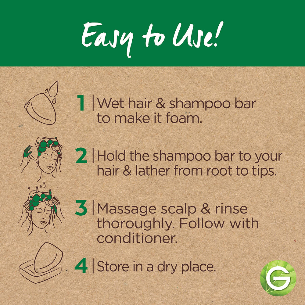 Garnier Whole Blends Hydrating Shampoo Bar applied from roots to tips for even lather.