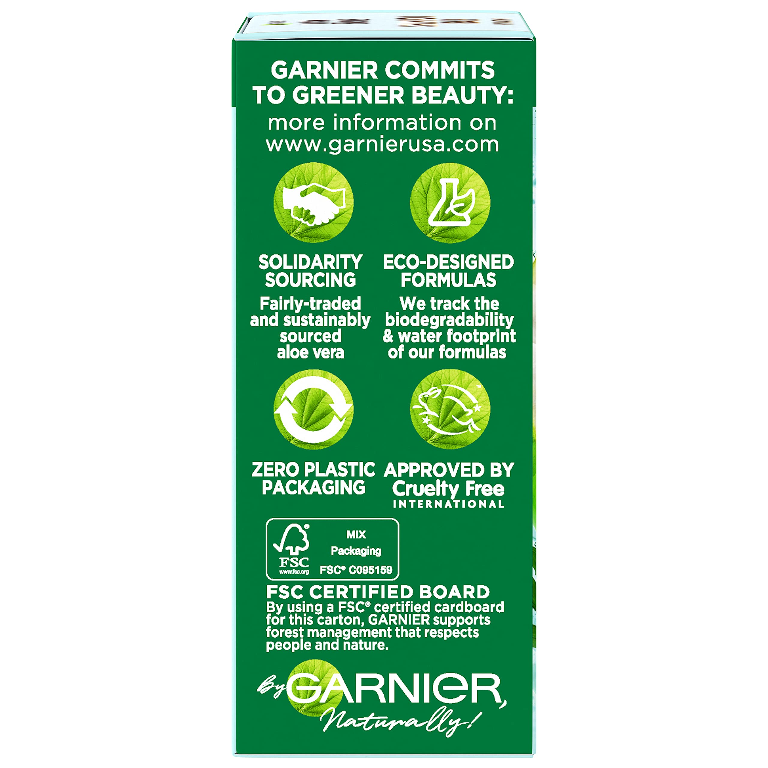 Garnier Whole Blends Hydrating Shampoo Bar cardboard packaging emphasizing recyclability.