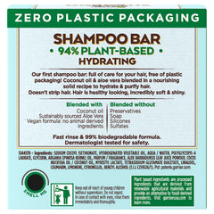 Garnier Whole Blends Hydrating Shampoo Bar packaging in cardboard, eco-friendly packaging.