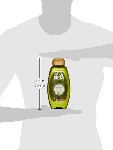 Garnier Whole Blends Legendary Olive packaging close-up emphasizes natural ingredients.