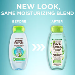Garnier Whole Blends silky hair texture after use for smooth, manageable normal hair