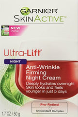 Garnier SkinActive Ultra-Lift jar close-up emphasizes creamy texture for smoother waking skin.