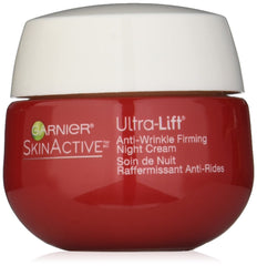 Garnier SkinActive Ultra-Lift Night Cream jar front shows premium packaging and overnight hydration.