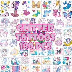 Garsellen Mermaid Glitter Tattoos butterfly-theme for kids party decoration and sparkly fun
