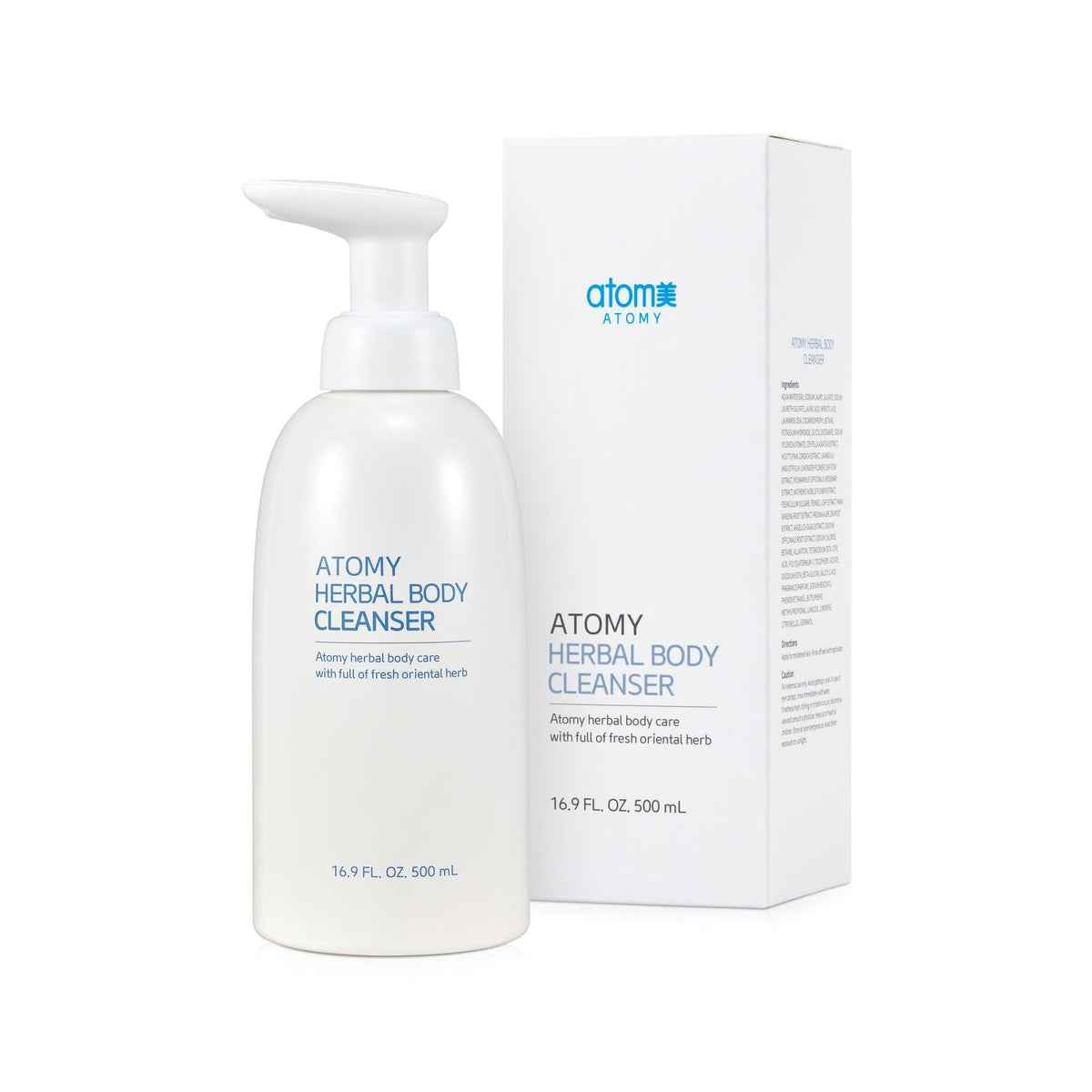 GASHINA STORY Atomy Body Cleanser bottle in standup pose highlighting 500ml size and oriental aroma.