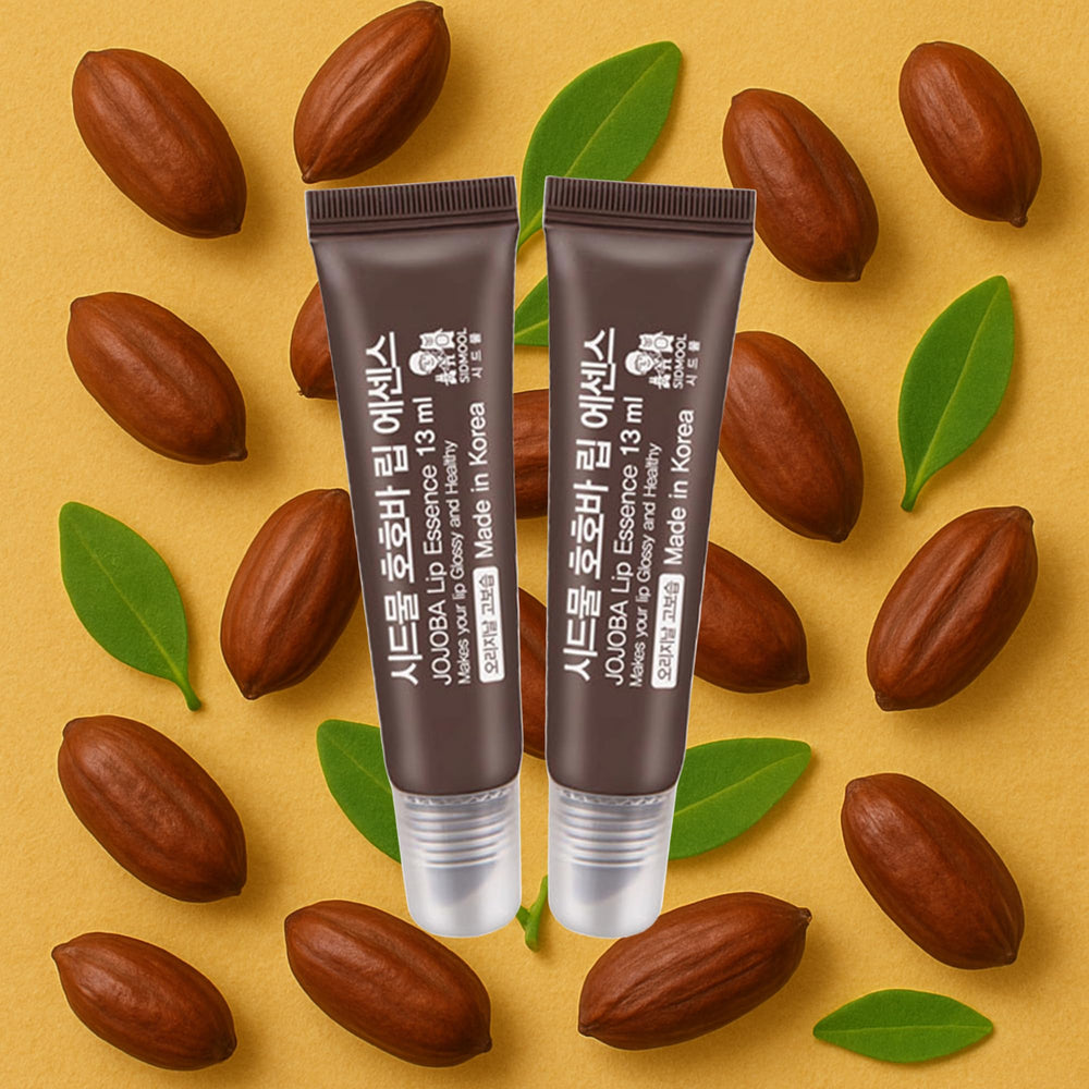 Sid-mool Jojoba Lip Essence pairs with gloss for enhanced lip look.