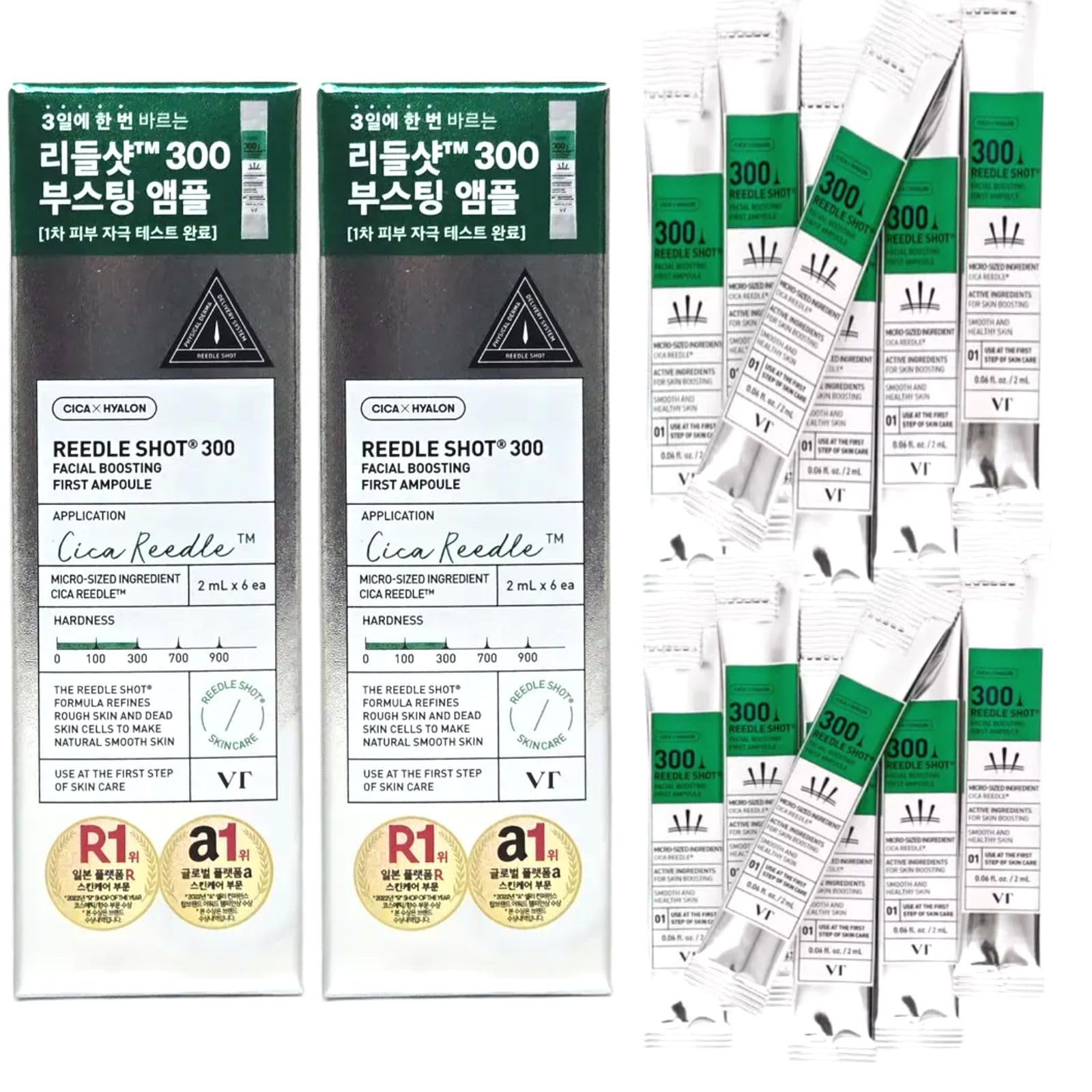 GASHINA STORY Reedle-Shot-300 ampoule pack with six 2ml sticks for post-cleansing care.
