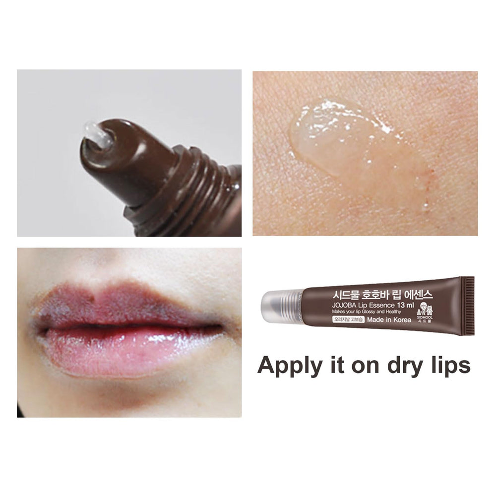 Sid-mool Jojoba Lip Essence applied for a natural, non-sticky finish.
