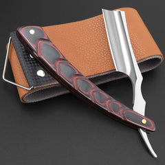 GASVM professional straight edge razor with wooden handle for precise home grooming.