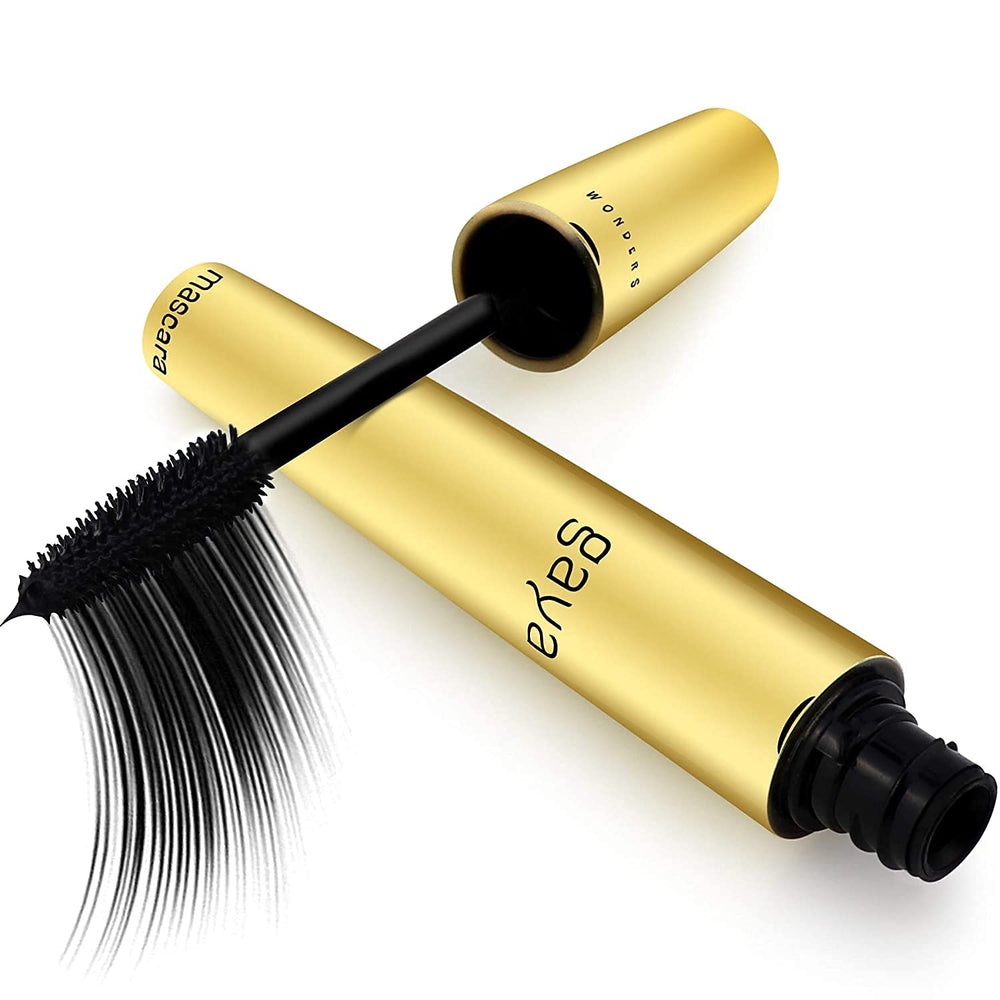 Gaya Cosmetics vegan black mascara bottle shows hypoallergenic formula for sensitive eyes.