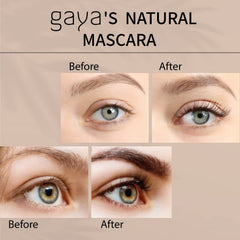 Gaya Cosmetics mascara on lashes provides length and separation without clumping.