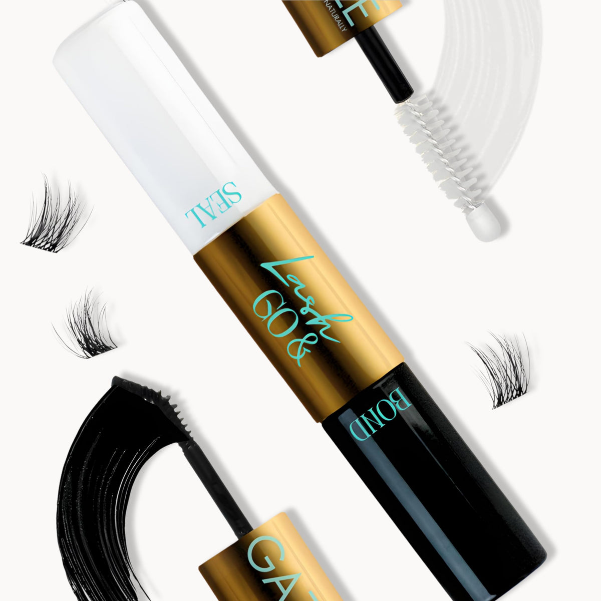 Gazelle Luxury Lash Bond & Seal bottle close-up showing 2-in-1 waterproof hold.