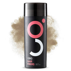 Get Back Gorgeous GBG Hair Fibers bottle pouring onto thinning areas for quick coverage.