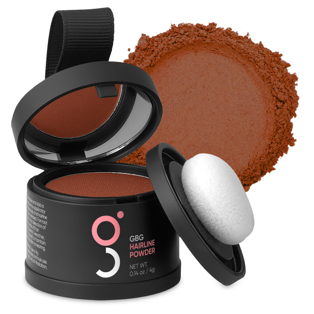 GBG Hairline Powder Auburn Coverage: seamless color match for all-day scalp concealment.